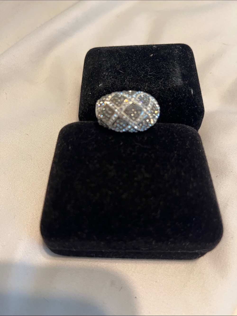 Silver-Tone Crystal Dome Ring - Sparkling White Accent - Picture 2 of 2